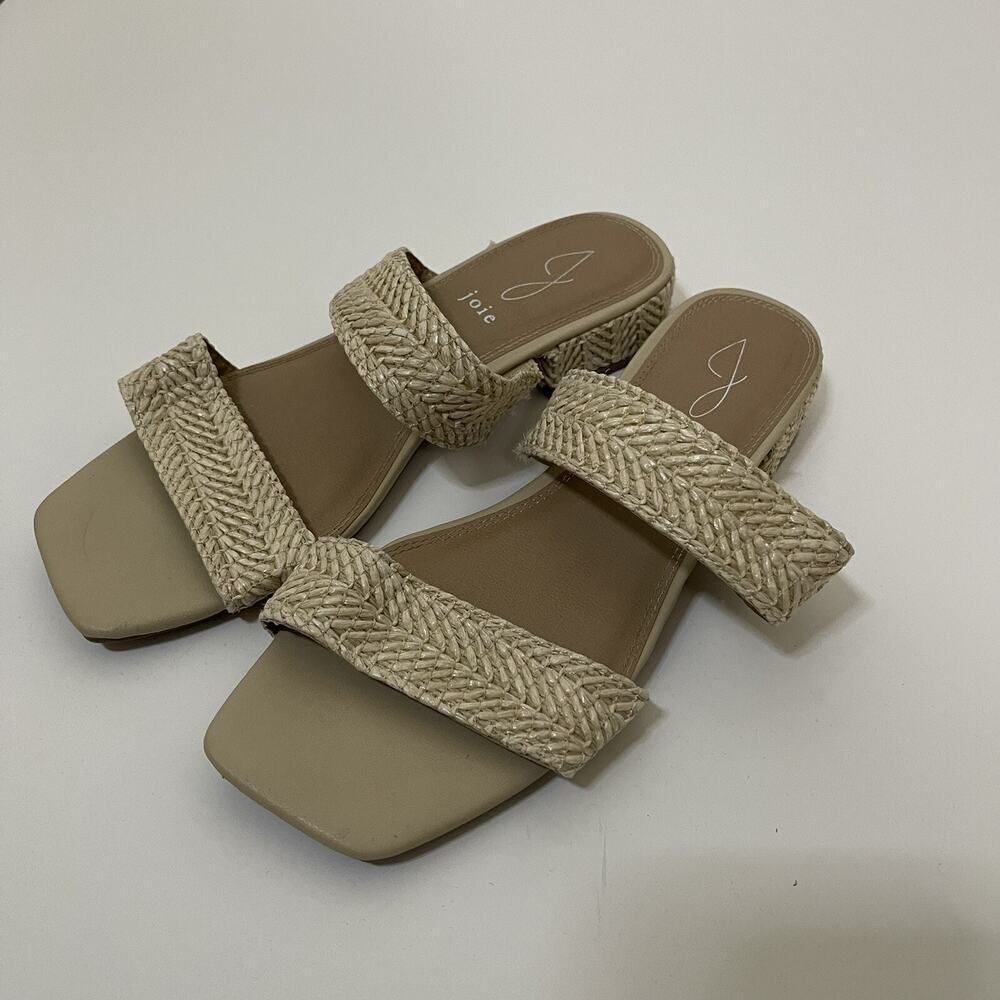 Joie Cherish Rattan wicker woven tan slip on sandals size 8